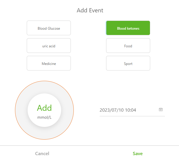 Add Blood ketones Event